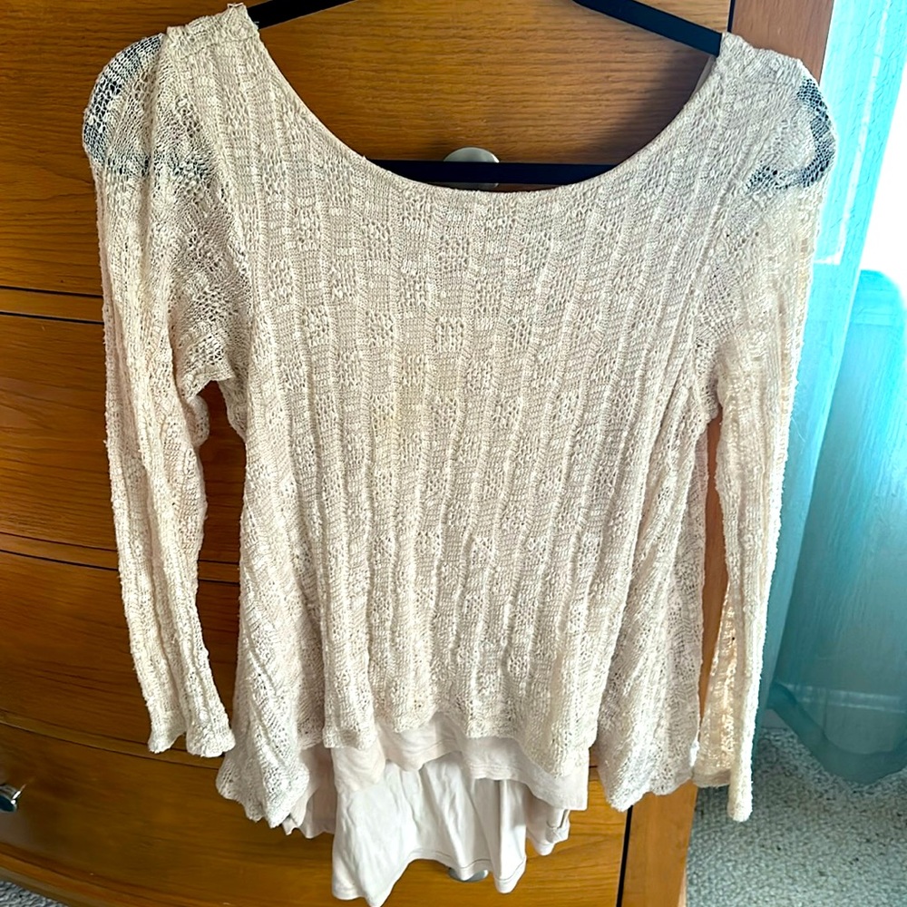 Cupio juniors size S tie back, low back sweater worn once